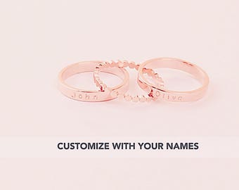 Stackable Name Rings For Mothers, Mothers Ring, Stacking Name Ring, Personalized Ring, Couples Name Ring, Christmas Gift, Custom Name Ring