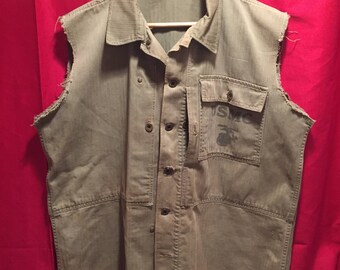 WW2 USMC P-44 HBT Shirt W/Cut-Off Sleeves