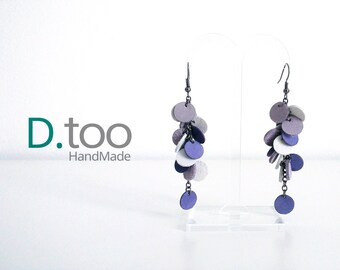 Collection_vera pelle_viola, lilac and white POLKA DOT earrings