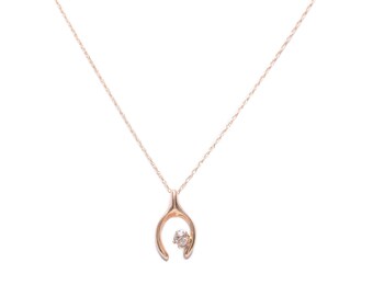 Lucky Gold Wishbone and Diamond Necklace