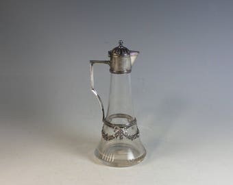 Darling Vintage Glass and Silver Plate Pitcher Silverplate