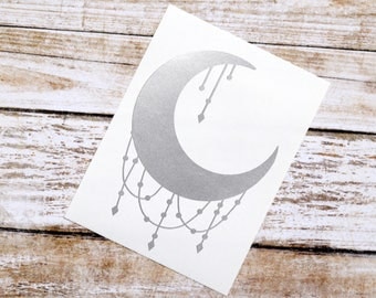 Crescent Moon Glossy Vinyl Decal, Moon Decal