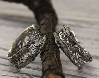 his and her tree wedding bands vintage style his and her rings set tree - Silver Wedding Rings For Her his and her tree wedding bands vintage style his and her rings set tree - Silver Wedding Rings For Her