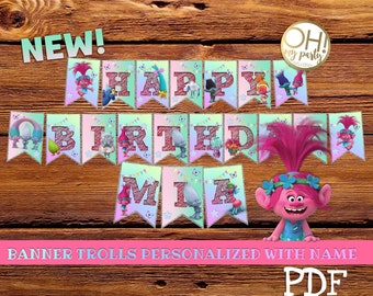 Trolls Birthday, Trolls banner personalized, trolls birthday party, trolls party decorations, trolls party printable, trolls banner, trolls