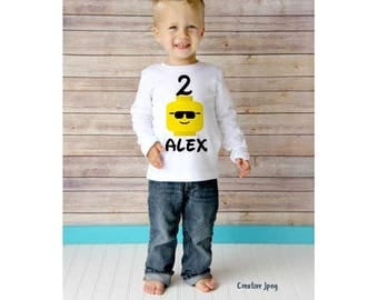 Lego Birthday shirt, Boy lego shirt/Second birthday shirts