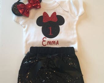 minnie mouse 1st birthday outfit, 1st birthday, smash cake outfit, disney, 1st trip to disney outfit, minnie mouse outfit, baby girl outfit