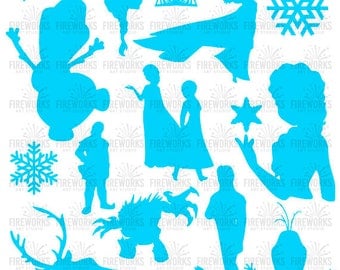 Frozen SVG files, Frozen Silhouettes, Frozen Anna, Elsa & Olaf Silhouettes Svg File, SVG DXF Png Eps Jpg files - Let it Go - Disney Inspired