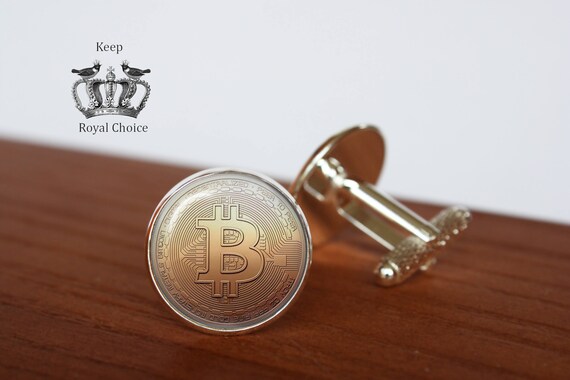 Bitcoin pair of cufflinks, cryptocurrencie cuff links, image under glass dome!!!!! Tie clip, personalized men wedding jewelry, gift for dad
