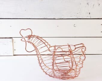 Copper wire chicken basket | egg basket | kitchen decor | rose gold