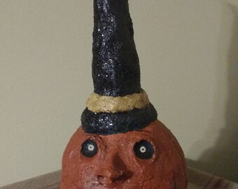 Primitive looking paper mache pumpkin