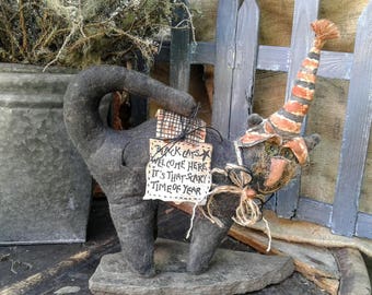 Primitive Cat - Primitive Fall Decor - Halloween Decor - Black Cat - Primitive Decor - Fall Decor - Handmade Doll - Primitive Doll - Faap