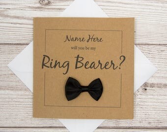 Ring Bearer Card, Will You Be My Ring Bearer?, Personalised, 4x4 Brown Card, Wedding Party Invite, Ring Bearer Proposal, Wedding Invitation