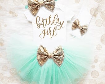 2nd Birthday Shirt Girl | Mint And Gold 2nd Birthday Tutu Set | 2nd Birthday Shirt | 2nd Birthday Outfit | Birthday Tutu Set