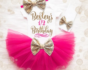 Half Birthday Shirt Girl | Half Birthday Outfit Girl | Baby Girl Half Birthday Tutu Set | Baby Girl Birthday Shirt | Girl 1/2 Birthday