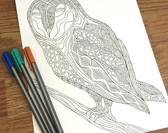 Owl coloring | Etsy