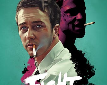 Fight Club Brad Pitt Norton Cult Film Movie Poster Print Retro Vintage A1 A2 A3 A4