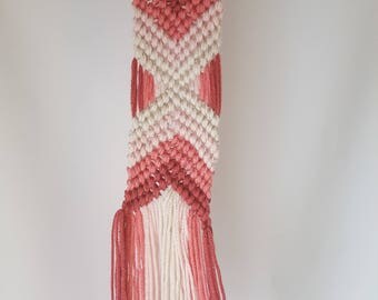 wall hanging - macrame friendship bracelet home decor - teen dorm or nursery decoration - pink, blush & cream handmade tapestry wallhanging