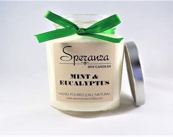 Aromatherapy Candle | Essential Oil Candle | Spa Candle | Eucalyptus | Peppermint Candle | Relaxing Candles | Aroma Candle | Hand Poured Soy