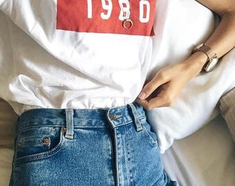 1980 Red Block T-Shirt - brandy melville inspired