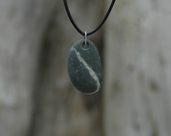 Irish Beach Pebble Wishing Stone Pendant Necklace