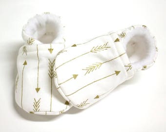 Arrow Gold Baby shoes, baby shoes girl, soft sole, baby booties, baby boots, toddler shoes, baby girl shoes, baby moccasins, white blingy