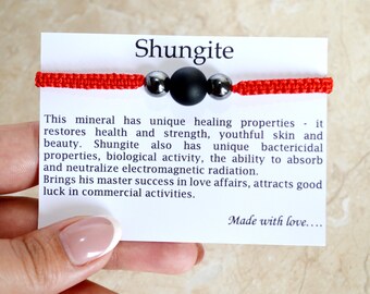 Good luck bracelet Shungite bracelet Women bracelet Red String Bracelet Energy bracelet Crown chakra Macrame bracelet Red bracelet