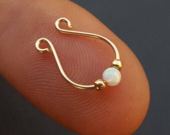 Fake Septum Ring,faux septum jewelry,fake septum hoop,faux septum ring,gold septum ring ,opal septum ring,septum jewelry,clip on septum