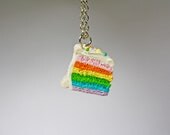Miniature Food, Polymer Clay Charms, Pastel, Cake Necklace, Kawaii Necklace, Cake Jewelry, Bff Gift, Gay Pride, LGBT, Pastel Goth