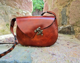sac cuir, artisanal, cousu main, fermoir laiton vieilli