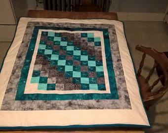 Teal and Silver Baby Blanket