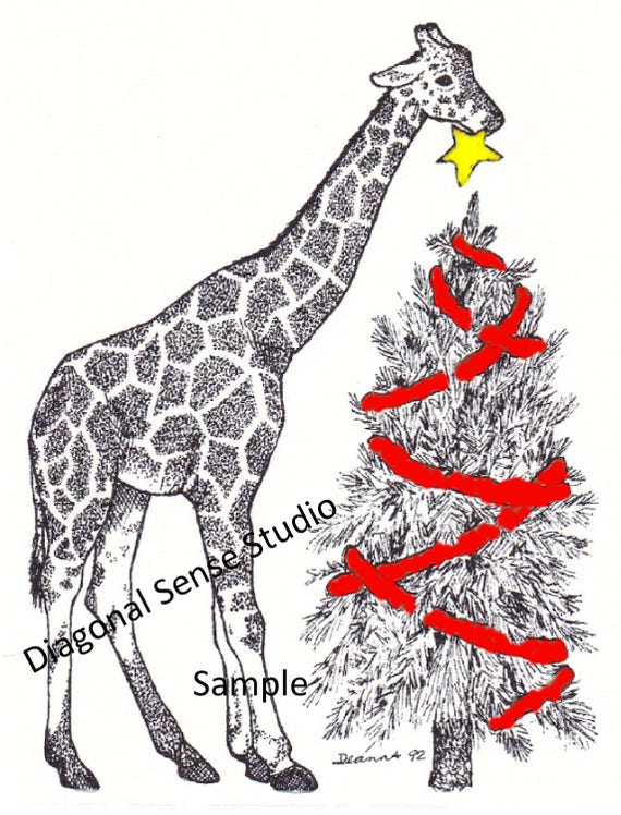 Download Giraffe Christmas Card Color 20 cards with envelopes