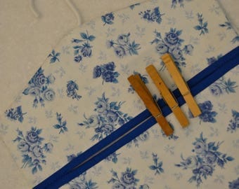 Blue Roses Clothespin Bag, Clothes Pin Bag, Recycle Bag, Storage Bag,
