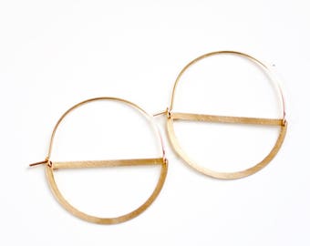Half Moon Hoop Earrings | Half Circle Earrings | Delicate Earrings | Gold Hoops | Hoop Earrings | Brass Earrings | Minimalist Earrings