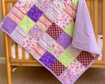 Handmade Baby Quilt - Crib Quilt - Baby Girl Quilt - Toddler Quilt - Butterfly Quilt - Girl Nursery Bedding - Floral Crib Bedding - RTS