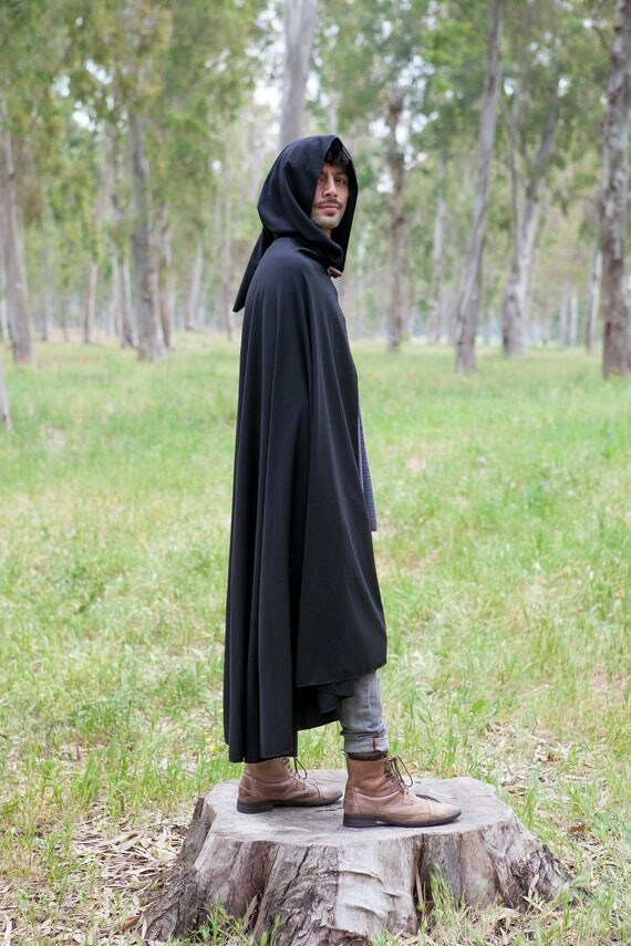 Black hooded cape//burning man clothes//black hooded