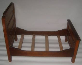 Antique Handmade Wooden Doll bed, L.A.H.