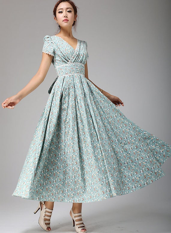 Maxi dress  Floral dress  Duck  Egg  blue  wedding  dress  Prom 