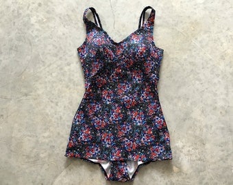 floral one piece 70s bathing suit - 1211494