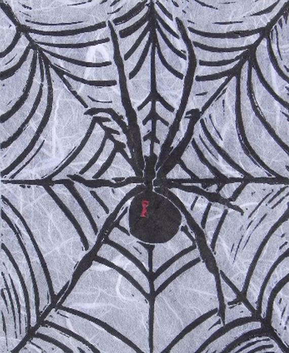 Black Widow Spider Original Linocut Red or White