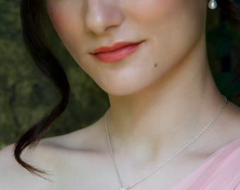Tiny pearl necklace, single pearl necklace, dainty pearl necklace bridesmaid, June birthstone, pearl jewelry - Natalie