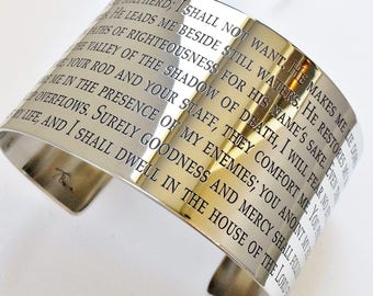 The 23rd Psalm Cuff Bracelet . The Lord is My Shepherd Bracelet . Inspirational Jewelry . Psalm 23 Jewelry . Tatum Bradley
