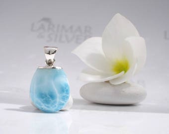 Larimar pendant by Larimarandsilver, Mermaid Talisman 2 - aqua Larimar drop turtleback crystal blue pendant clear water little siren pendant