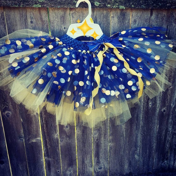 Adorable navy blue with gold polka dots tutu