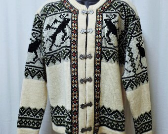 Vintage Norwegian Sweater Nordstrikk S New Wool Cardigan Norway Nordic reindeer