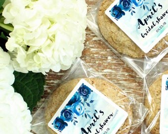 24 - Bridal Shower Favor Bags - Indigo Design | Bridal Shower Favors | Cellophane Cookie Bags | Candy Bags | Baby Shower - ANY OCCASION