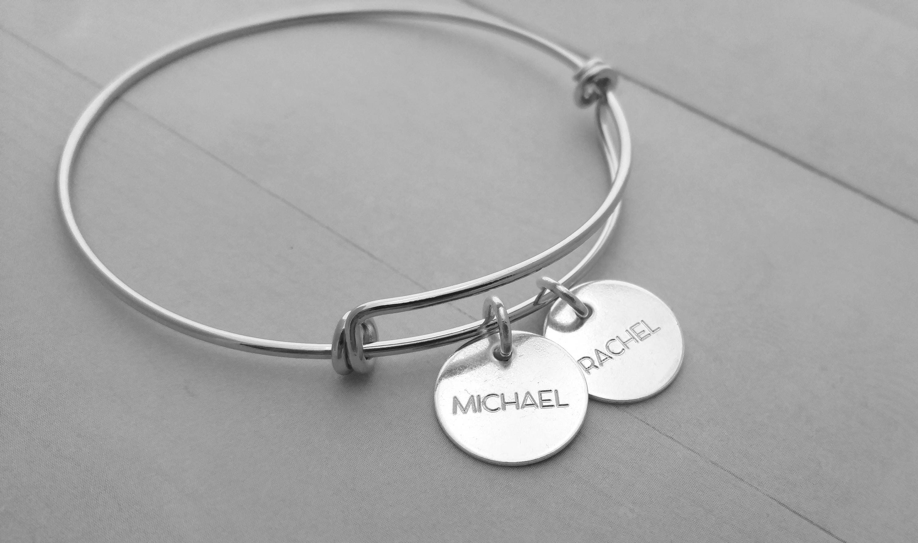 Personalized Sterling Silver Bangle Bracelet Name Bracelet