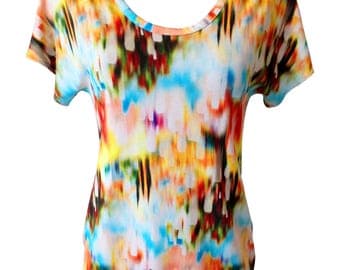 Colorful Summer Shirt, Plus Size Shirt, Cotton Shirt, Printed Shirt, Women Shirt, Designers Shirt, Rainbow Colors