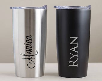 Custom Engraved Stainless Steel Tumbler: Engraved Tumbler, Bridesmaid Gifts, Personalized Tumbler, Personalized Travel Mug, SHIPS FAST