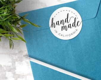 Handmade in California Stickers -Handmade Sticker - Small Business - Handmade Labels - Packaging Sticker - Etsy Packaging -Thank You Sticker