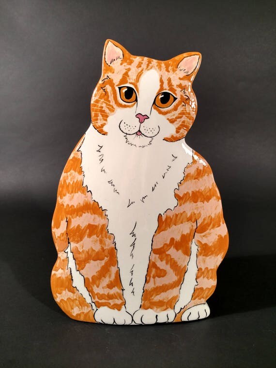 Orange Tabby Cat Vase by Nina Lyman of Cats By Nina